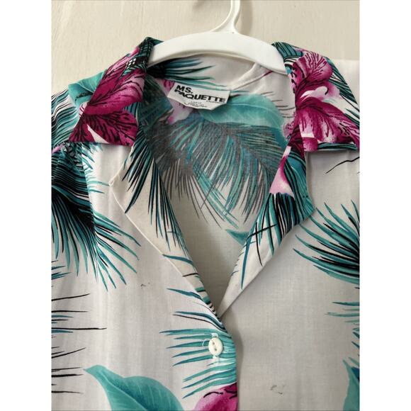 Vintage 90s Ms Paquette Hawaiian Aloha Shirt Hibiscus Womens Large USA Made - Picture 5 of 9